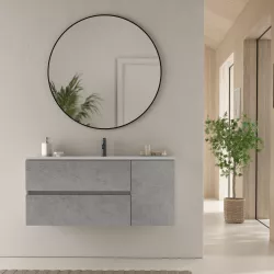 Mobile bagno sospeso 120 cm con cassetti grigio pietra e specchio - Jordan