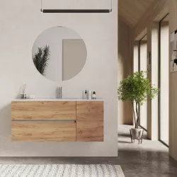 Mobile bagno sospeso 120 cm con cassetti rovere gold e specchio - Jordan