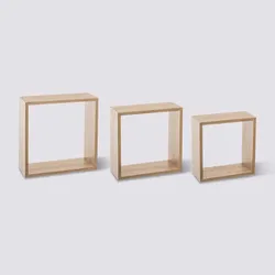 Set 3 cubi pensili in legno effetto rovere naturale - Brasilia