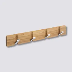 Appendiabiti in legno naturale di bambù con 4 ganci pieghevoli