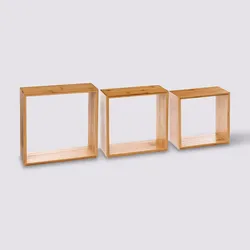 Set 3 cubi pensili in legno di bambù naturale - Brasilia