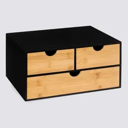 Cassettiera da scrivania 16h cm in legno nero e naturale con 3 cassetti - Smartlab