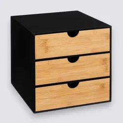 Cassettiera da scrivania 25h cm in legno nero e naturale con 3 cassetti - Smartlab