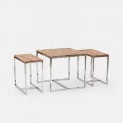 Tavolino allungabile 60x60 cm in legno di acacia - Freia Stone