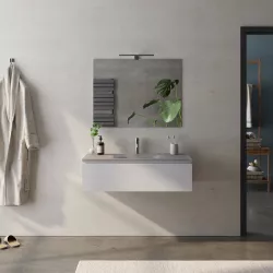 Mobile bagno sospeso 100 cm bianco petalo e lavabo vetro marrone kodiak - Verano