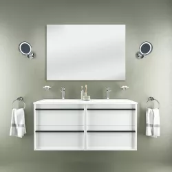 Mobile bagno sospeso 120 cm con 4 cassetti bianco opaco e specchio - Maestro