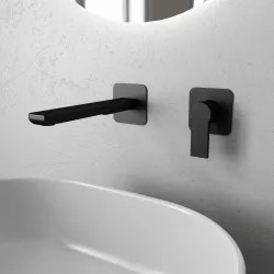 Miscelatore lavabo a muro canna 19 cm nero opaco - Coral