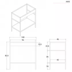 Mobile bagno a terra 120 cm nero e rovere con lavabo integrato e specchio -  Axis