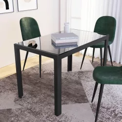 Tavolo da pranzo 120x70 cm piano in vetro e gambe in metallo nero - Grido