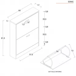 DEGHI MOBILIO Scarpiera 60X24 Cm 4 Ripiani In Legno Rovere - Sonic