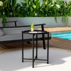 Tavolino da giardino pieghevole 37 cm in metallo nero - Zevi