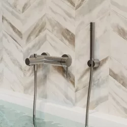 Miscelatore esterno vasca con doccino nikel spazzolato - Sand