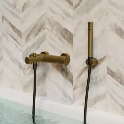Miscelatore esterno vasca con doccino oro satinato - Sand