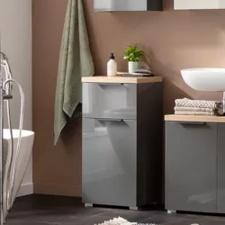 Mobiletto multiuso 39,6x35 cm in legno grigio lucido - Boras bath