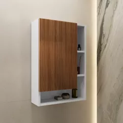 Pensile bagno 50x75 h cm cannettato con anta sx noce maior - Kairu