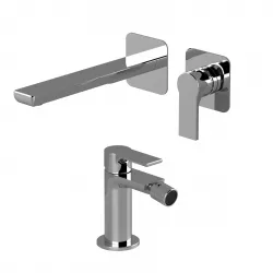 Set miscelatore incasso lavabo con bidet senza scarico cromato - Coral