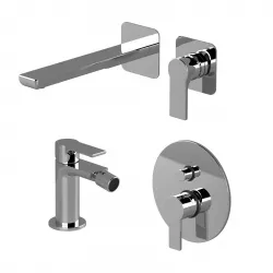 Set miscelatore incasso lavabo con bidet e incasso doccia 2 vie cromato - Coral