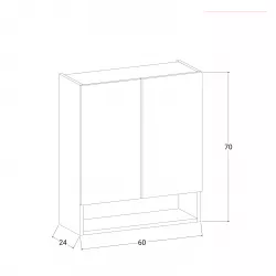 Inbagno Pensile sospeso Lavanderia Bagno Multiuso, L. 60 x P. 30 x H. 72  cm, 2 Ante con Apertura Push, Linea Way (Bianco Lucido)