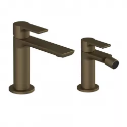 Set miscelatore lavabo con bidet senza scarico ottone satinato - Coral