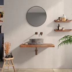 Mensola portalavabo 88x50 cm in legno di acacia - Freia Stone