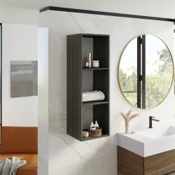 Complemento da bagno pensile a giorno o con anta in diverse misure in  bianco nero grigio talpa rovere soft in offerta