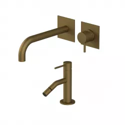 Set miscelatore lavabo a incasso canna 19 com con bidet oro satinato - Sand