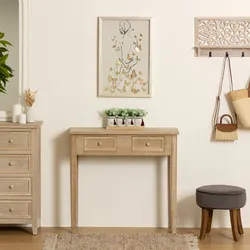 Decorazione da parete 40x60h cm in tessuto bianco e oro con cornice legno