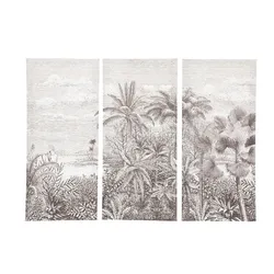 Set 3 decorazioni da parete 23x50h cm in tessuto bianco e nero