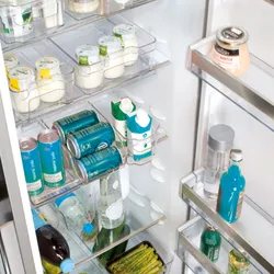 Set 4 Cestini Impilabili Per Congelatore - Organizer Frigorifero Con Maniglie, Grigio - Foto 2