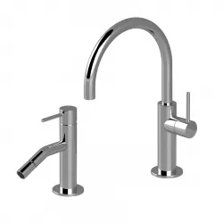 Set miscelatore lavabo con bidet senza scarico cromato - Sand