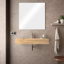 Lavabo sospeso rettangolare 100X46 cm in hpl rovere naturale - Jalama