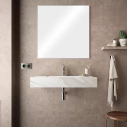 Lavabo sospeso rettangolare 100x46 cm in hpl bianco marmo canova - Jalama