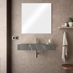 Lavabo sospeso rettangolare 100x46 cm in hpl pietra grigio fiordo - Jalama