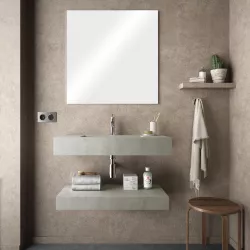 Lavabo sospeso rettangolare 100x46 cm in hpl con top sospeso grigio cemento - Jalama