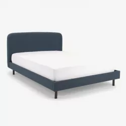 Letto una piazza e mezza imbottito 120x200 cm in tessuto blu - Beley