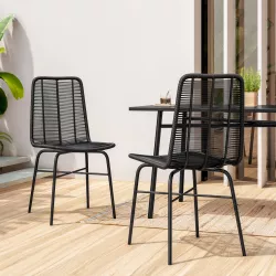 Set 2 sedie da giardino 56x88h cm in polyrattan nero - Docis