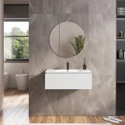 Mobile bagno sospeso 80 cm bianco opaco con specchio - Alterego