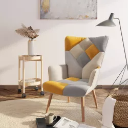 Poltrona scandinava in tessuto patchwork multicolor giallo - Copenaghen