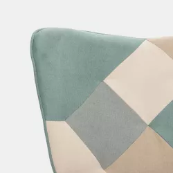 Poltrona scandinava in tessuto patchwork multicolor con poggiapiedi -  Copenaghen