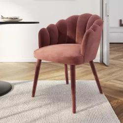 Poltroncina conchiglia in velluto rosa antico - Oden