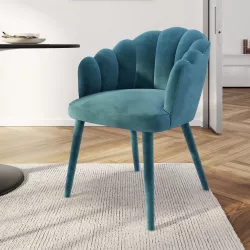Sedia imbottita in velluto blu petrolio - Oden