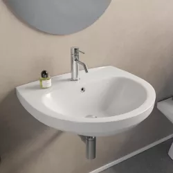 Lavabo sospeso in ceramica bianca 58 cm - Malay