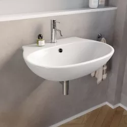 Lavabo sospeso in ceramica bianca 55 cm - Misk