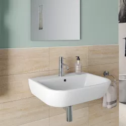 Lavabo sospeso in ceramica bianca 55 cm - Concord