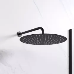 Set soffione ultraslim 40 cm con braccio doccia 35 cm nero opaco