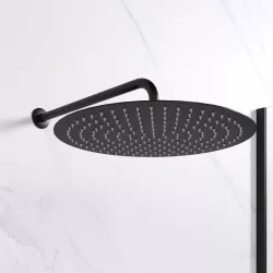 Set soffione ultraslim 40 cm con braccio doccia 40 cm nero opaco