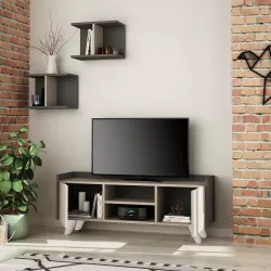 Mobile porta tv 122x33 cm in legno tortora e antracite - Kantiko