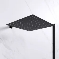 Set soffione ultraslim 40x40 cm con braccio doccia 40 cm nero opaco