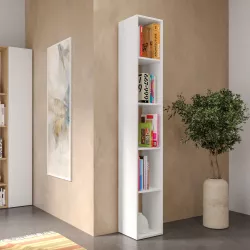 Libreria 28x186h cm bianco lucido con 4 ripiani regolabili in altezza - Clary