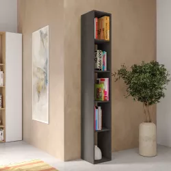 Libreria 28x186h cm lava con 4 ripiani regolabili in altezza - Clary